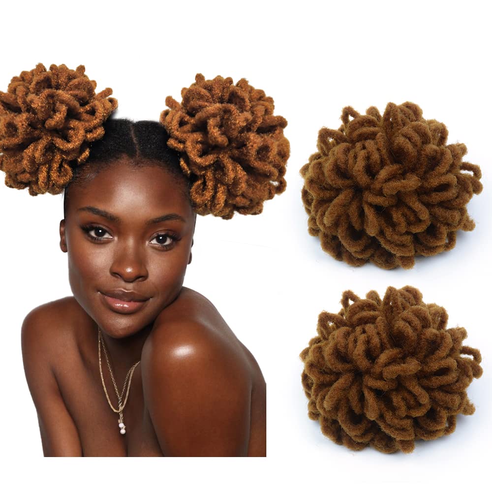 Yinmei Baibian 2Pcs Locs Ponytail Dreadlocks Bun Drawstring Locs Ponytail Hair Braided Petal Bun Chignon Faux Loc Braids Buns Sy