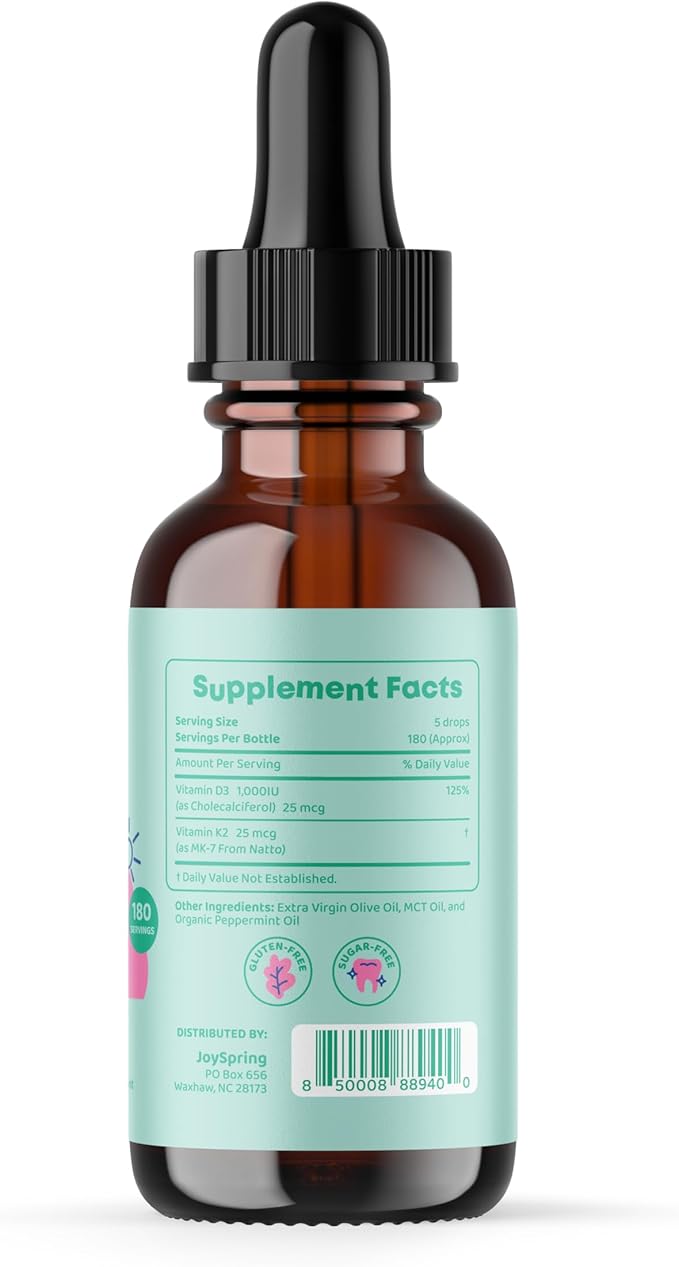JoySpring Liquid Zinc for Kids - Vitamin C Supplement and Children’s Vitamin D Drops