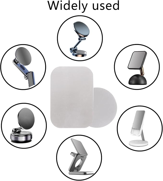 GDMINLO Mount Metal Plate(4Pack) for Magnetic Car Mount Phone Holder with Full Adhesive for Phone Magnet, (2 Rectangle and 2 Round)