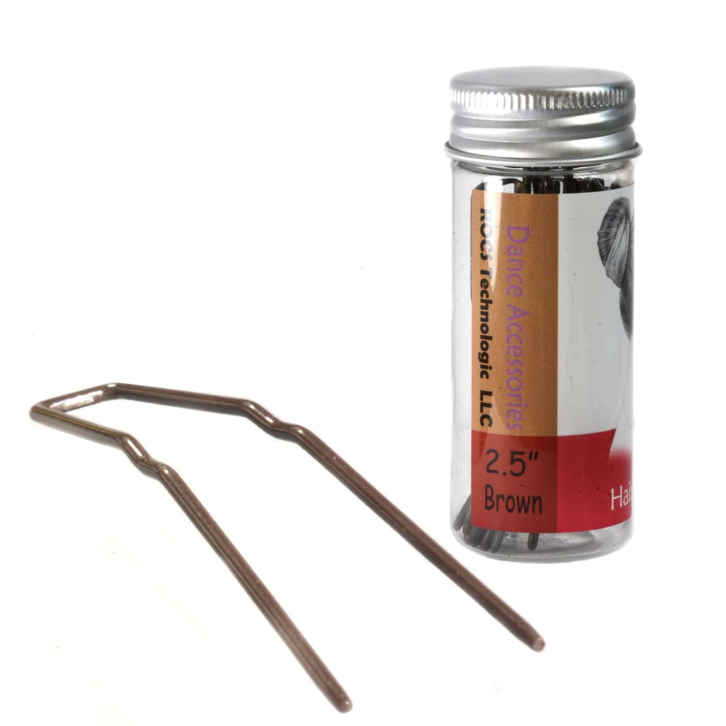 Hairpins For Bun Rocst Bobby Pins Clips For Ballet Woman Girl Hairdressing Salon 24Pcs (2.5 Inch, Brown 24Pcs)