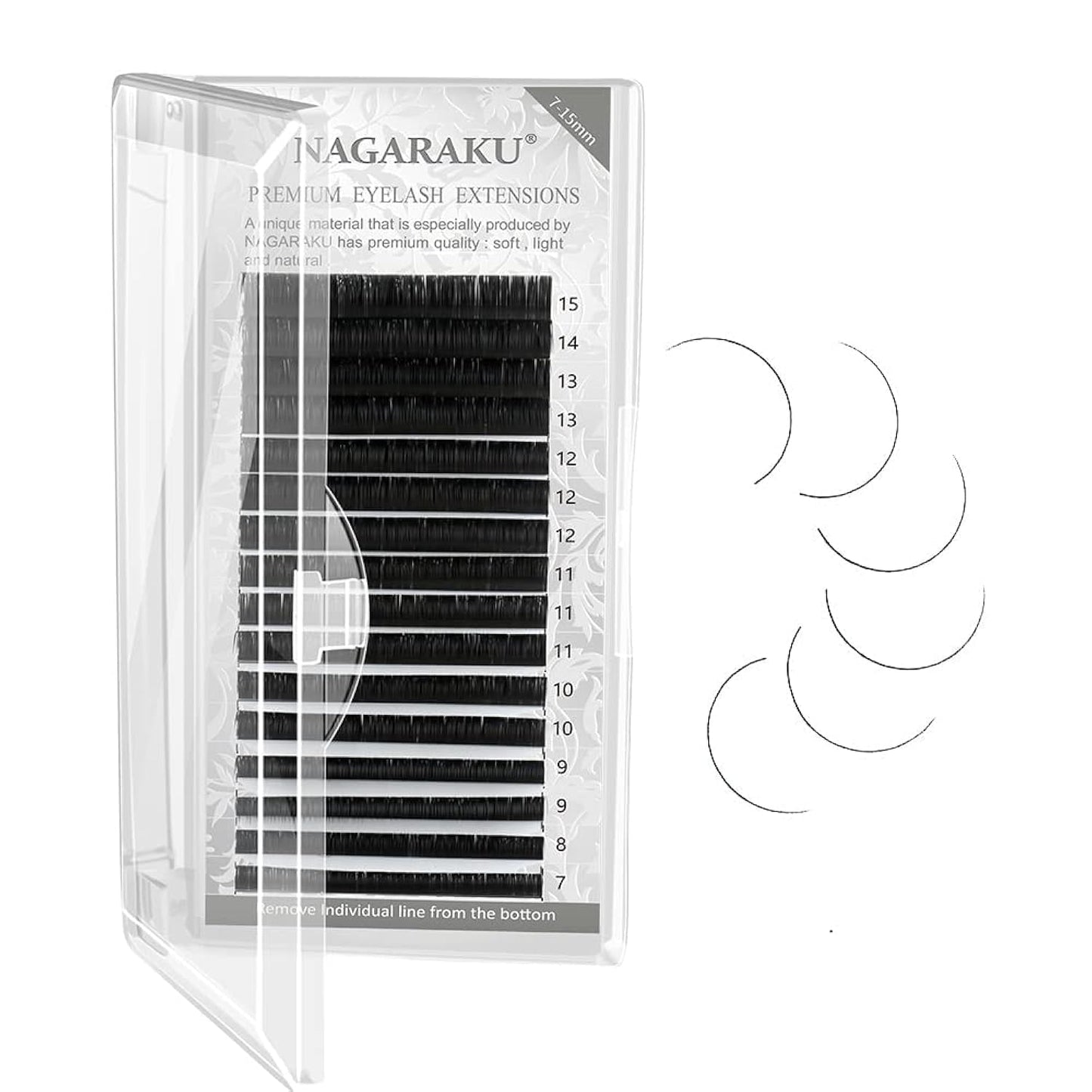 Nagaraku Eyelash Extensions Individual Lashes 0.20 Dd Curl 7-15Mm Mix Tray Classic Matte Black Soft Natural Faux Mink 16 Rows