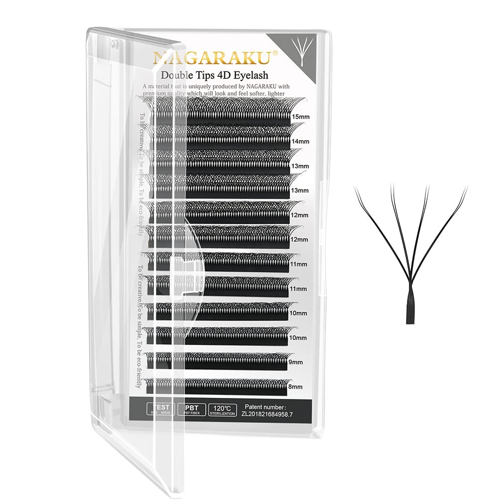 Nagaraku Double Tips 4D W Eyelash Extensions Supplies Thick W Lash 0.07Mm C Curl 13Mm Premade Fans Russian Volume Faux Mink Matt