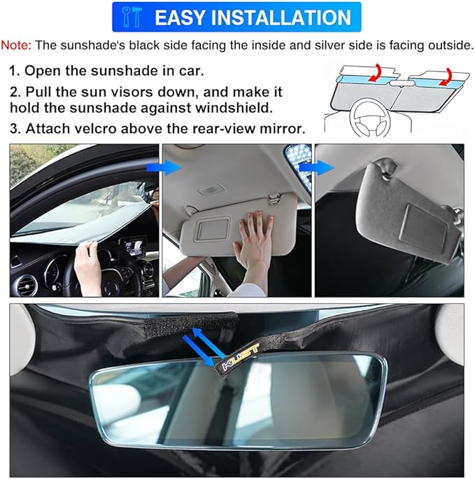KUST Windshield Sun Shade for Toyota RAV4 2013 2014 2015 2016 2017 2018 Window Accessories Shade Sun Protector Foldable Block UV Rays Keep Car Cooler