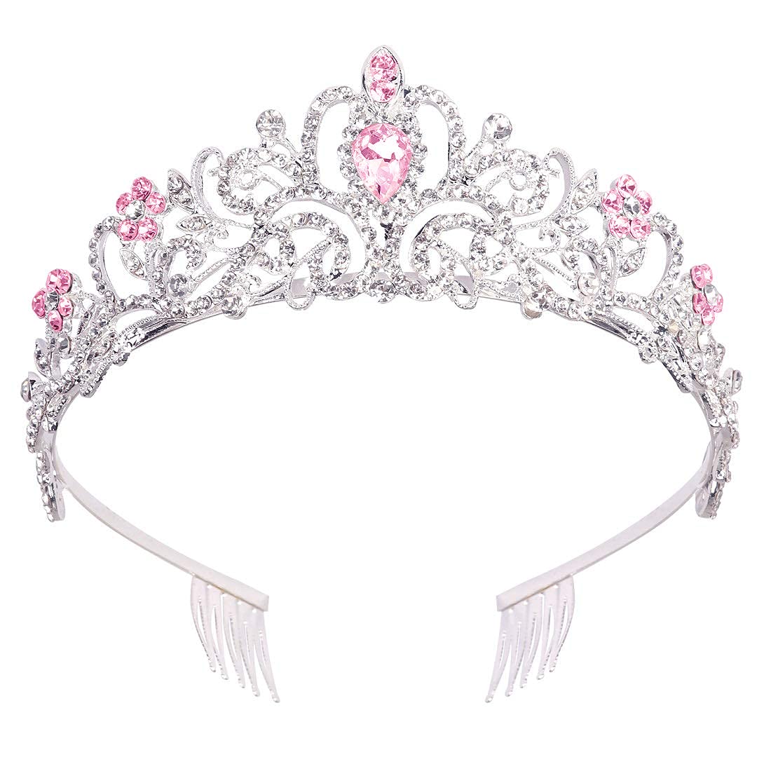 Cocide Silver Tiara Crowns Crystal Headband Princess Rhinestone Crown With Combs Bride Headbands Bridal Wedding Prom Birthday Pa