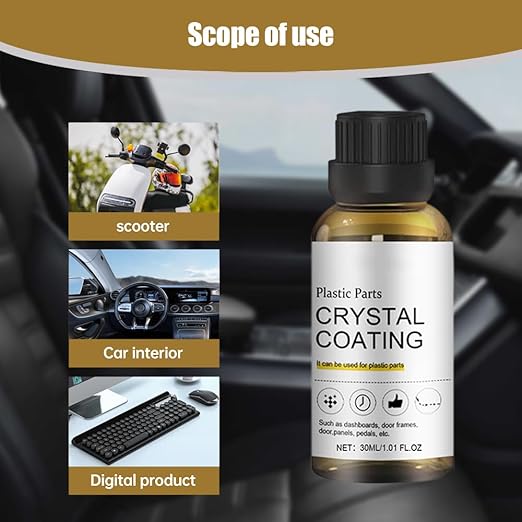 2025 Upgrade Crystal Coating for Car, Plastic Parts Crystals Coating, Plastics Parts Crystal Coating Plastic Restorer with Spong, Long Duration Refurbish Coatings Agent for Automotive Plastics (5Set)