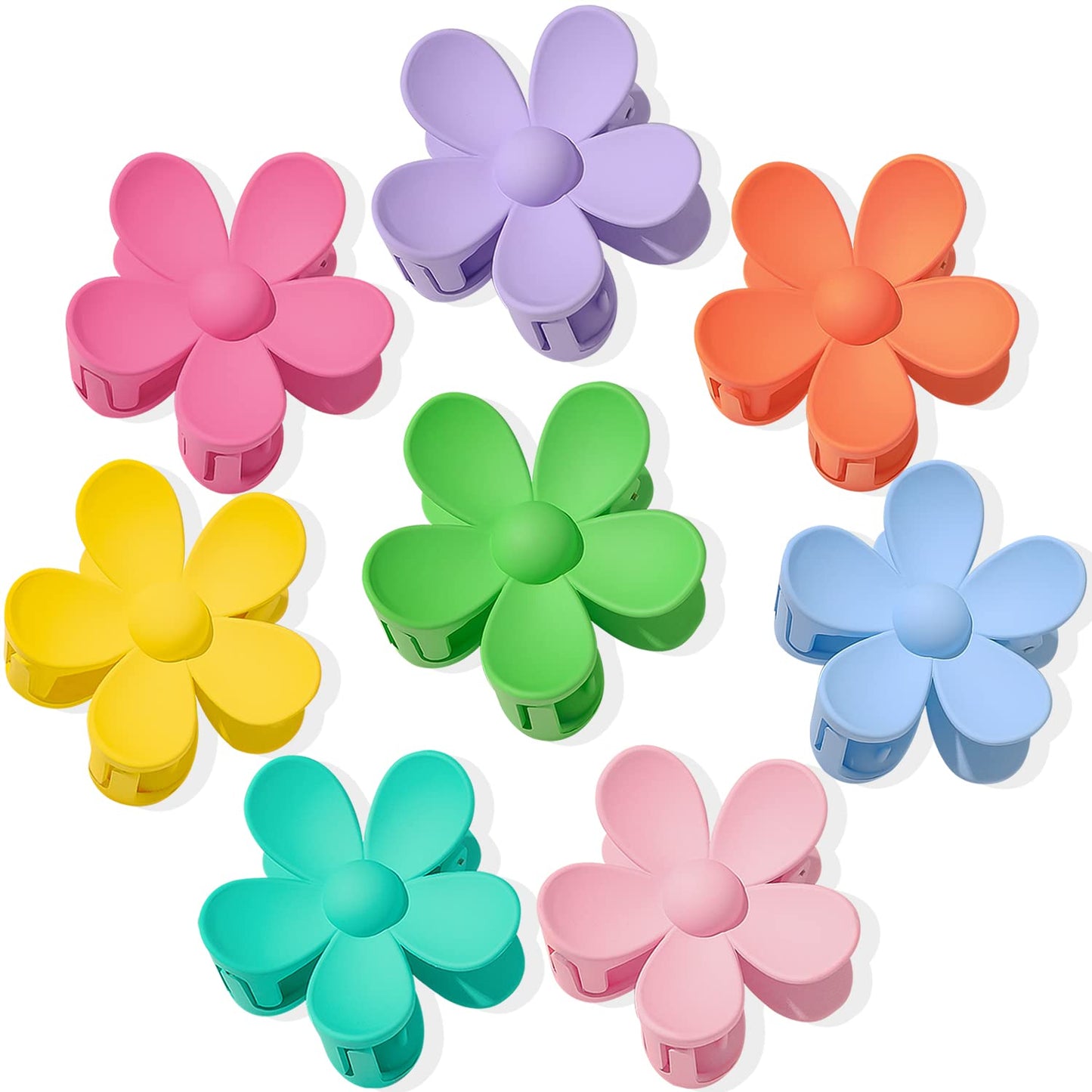 Flower Hair Claw Clips 8Pcs Big Cute Hair Clips Large Jaw Clips For Women Girls Thick Hair Large Daisy Clips Matte Claw Clips No