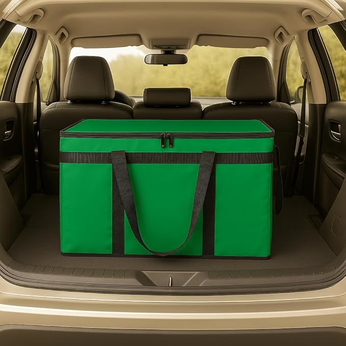 Bodaon Large 2-Pack Insulated Food Delivery Bag With Hard Bottom, XXXL Grocery Shopping/Catering/Bags, Rideshare Delivery Bag, Cold/Hot Styrofoam Carrier for Travel/Car