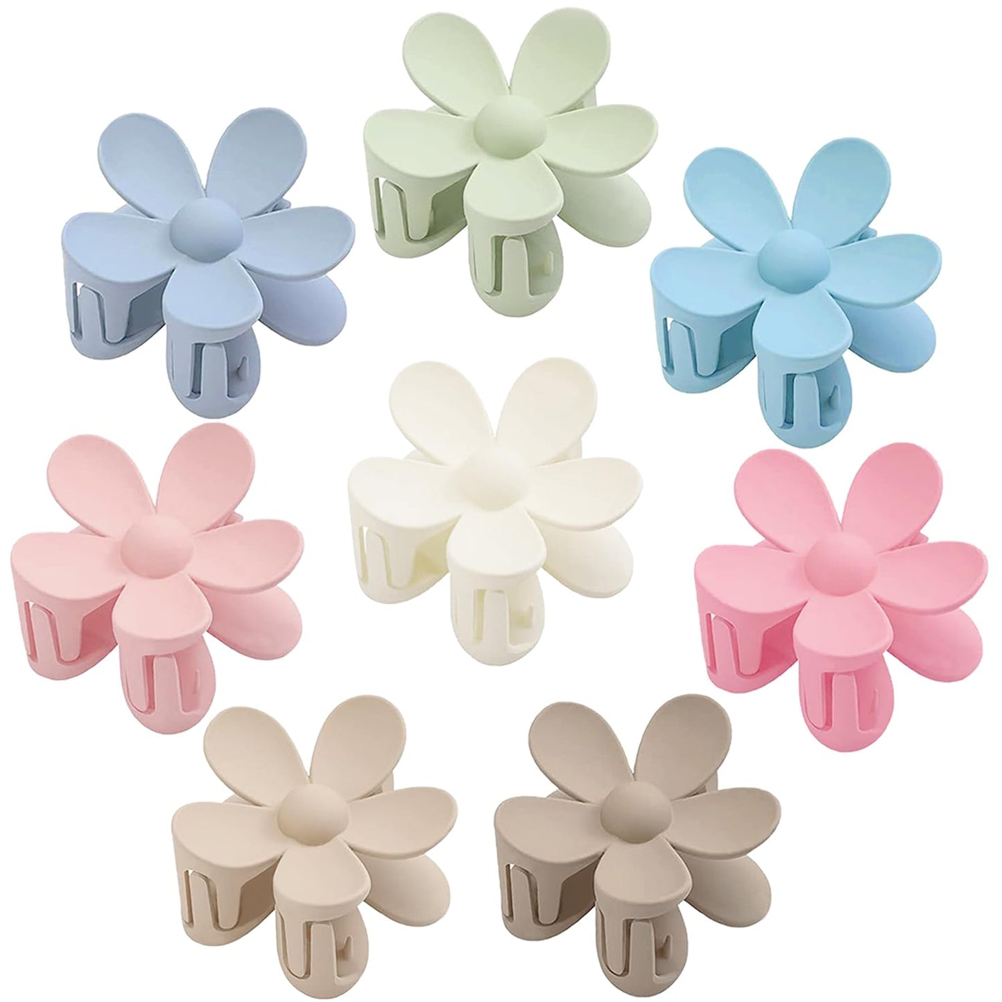 Flower Hair Claw Clips - 8 Pieces Nonslip Large Cute Hair Clips For Strong Hold On Thick And Big Hair For Women, Available In 8