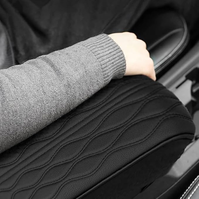 Leather Car Armrest Box Pad, 2025 Upgrade Universal Auto Arm Rest Cushion Memory Cotton Armrest Box Pad, Car Center Console Cover for Most Vehicle, Car Accessories (#4)