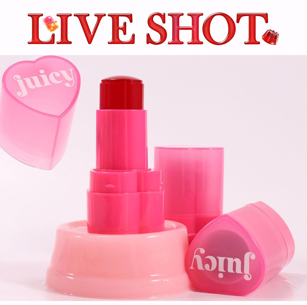 Cooling Water Jelly Tint Stick,Multi-Use Juicy Love Blush, 3-In-1cheek Blush & Eyeshadow & Lip Tinted Long-Lasting Moisture Stick,Bouncy Jelly Texture,Creates A Moist Watercolor Effect (#04, 0.32oz)