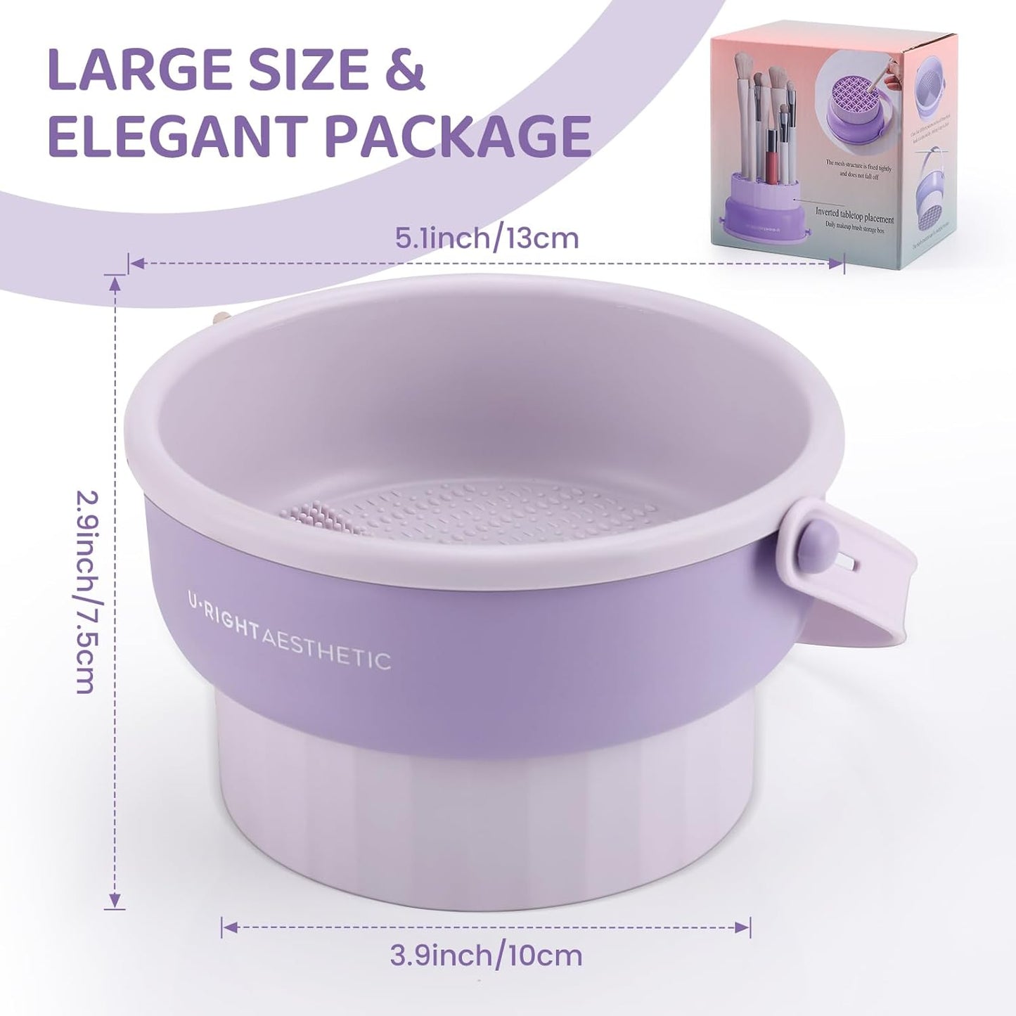 2 Pack Makeup Brush Cleaner Mat 3 in 1 Silicone Makeup Brush Cleaner Makeup Brush Cleaning Bowl Makeup Brush Sponge Scrubber Tool for Cleaning, Storage And Upside Down Drying(Two Pink)