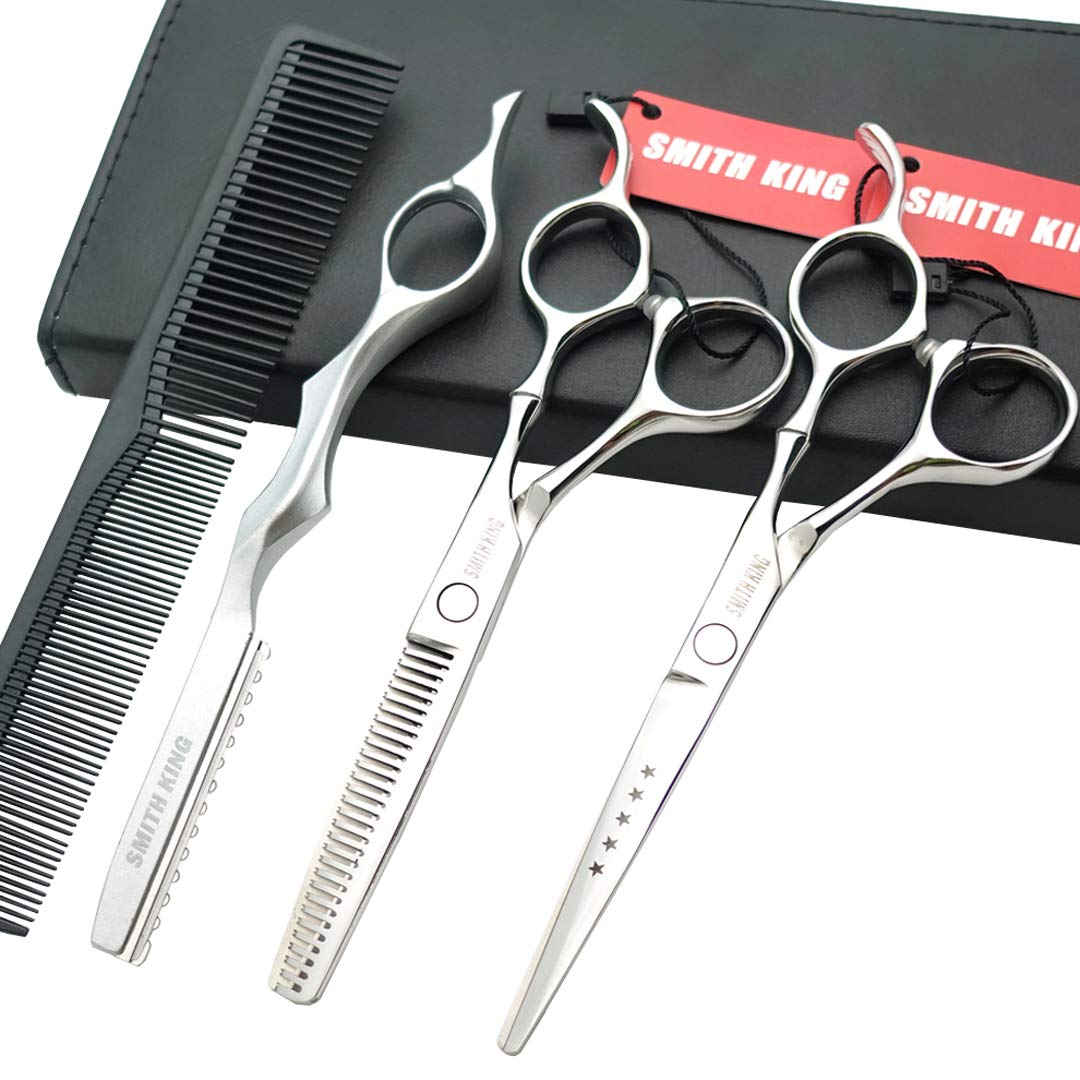 6.0 Inches Professional Hair Cutting Thinning Scissors Set With Razor (Gray)