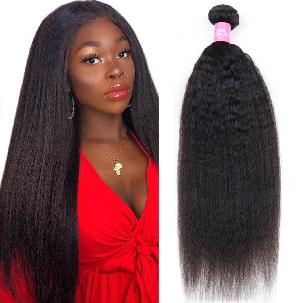 Odir Kinky Straight Human Hair Bundles 16 Inch Unprocessed 9A Brazilian Yaki Straight Virgin Hair Weave 1 Bundle 100G/Bundle Kin