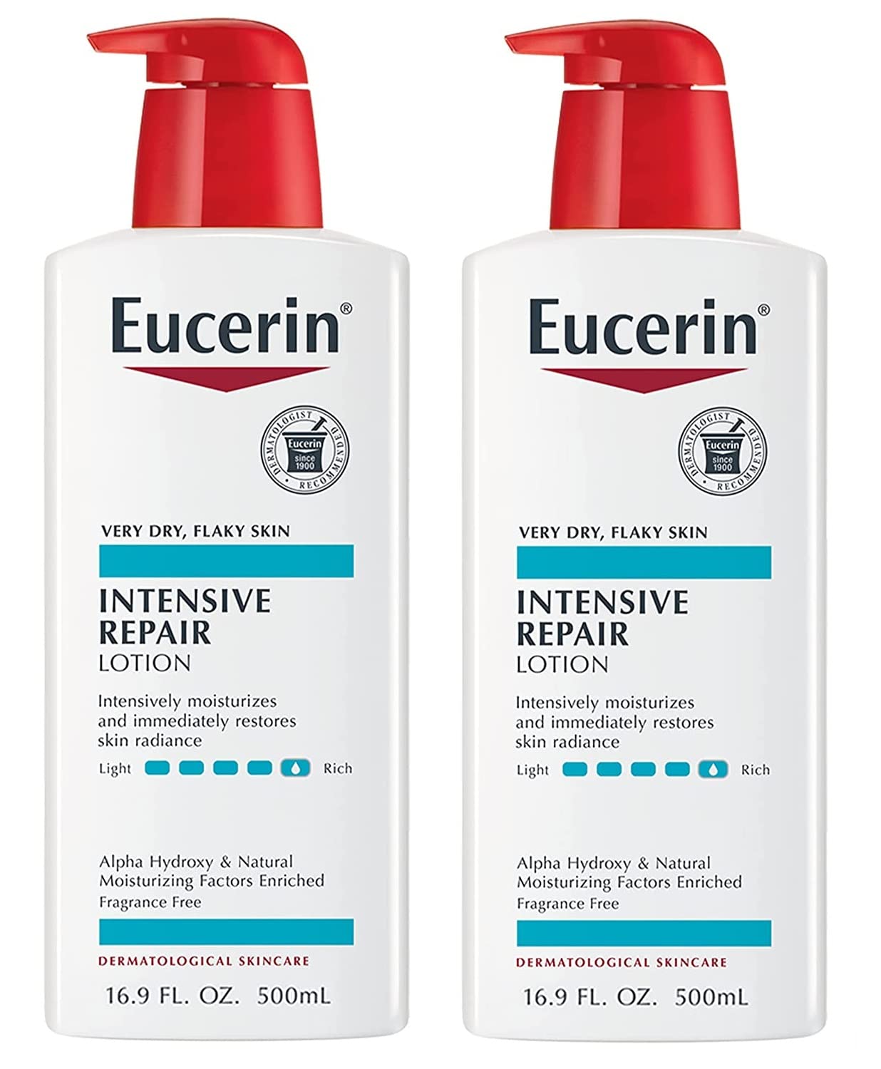 Eucerin Intensive Repair Body Lotion, Lotion For Very Dry Skin, 16.9 Fl Oz Pump Bottle - Pack Of 2