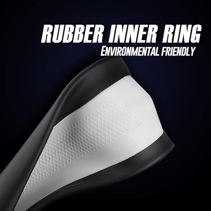 LKWLIKEI Nappa Leather D Shape car Steering Wheel Cover, Non-Slip, Breathable,Universal 15 inch.(D Shape Black)