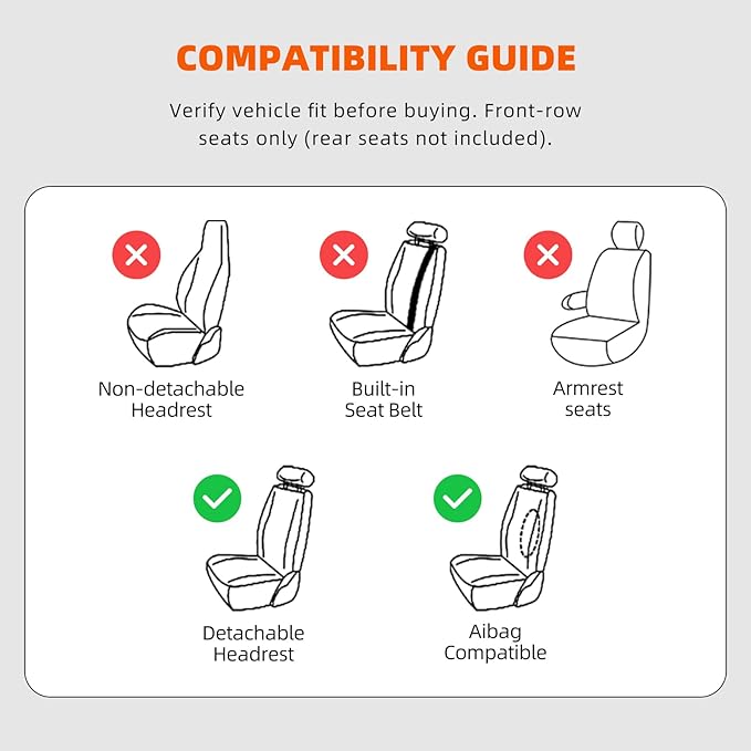 KEYOOG 2-Seater Waterproof and Breathable Nappa Leather Car Seat Covers Full Set, Fit for Front Seats of Cars, Compatible with Airbags, Car Seat Protector Covers for Most Cars - Black Coffee