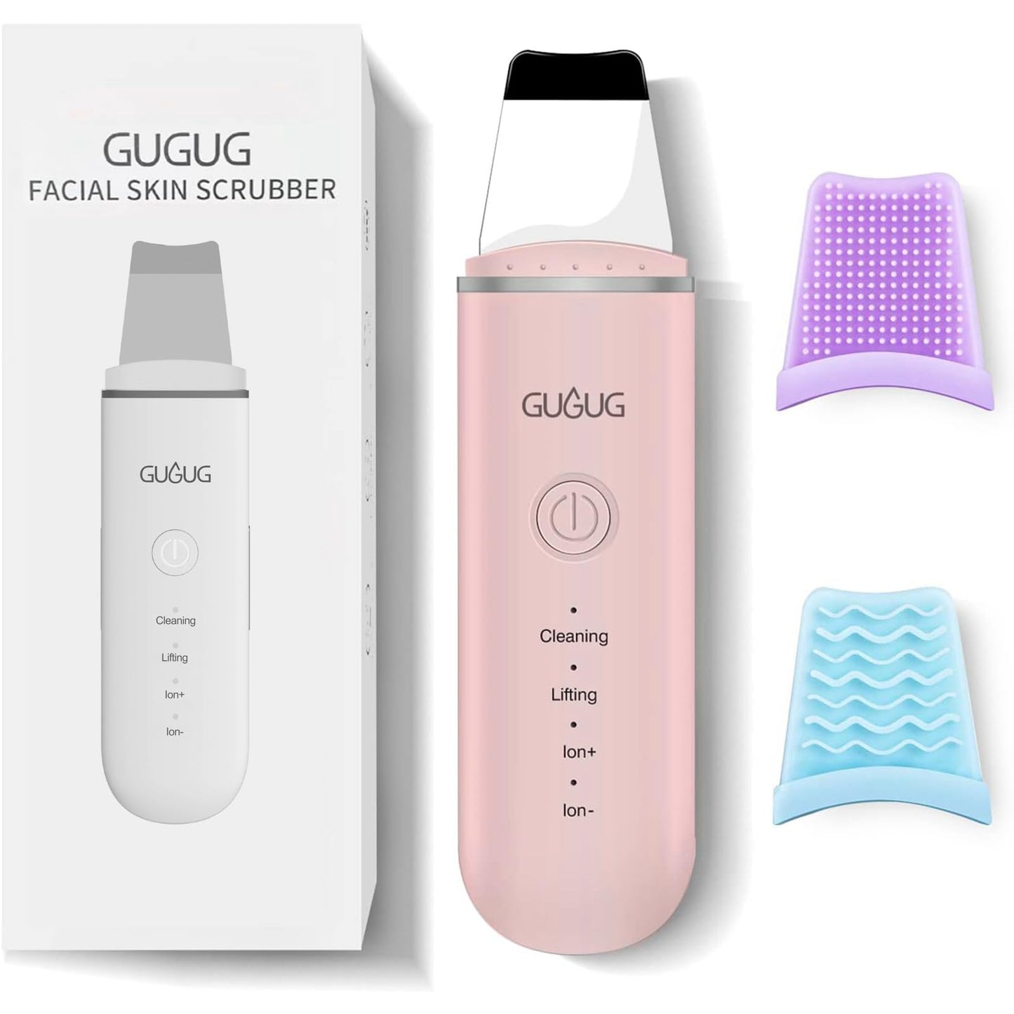 Gugug Skin Scrubber Face Spatula Skin Spatula Pore Cleaner Blackhead Remover Tools For Facial Deep Cleansing-4 Modes, Pink