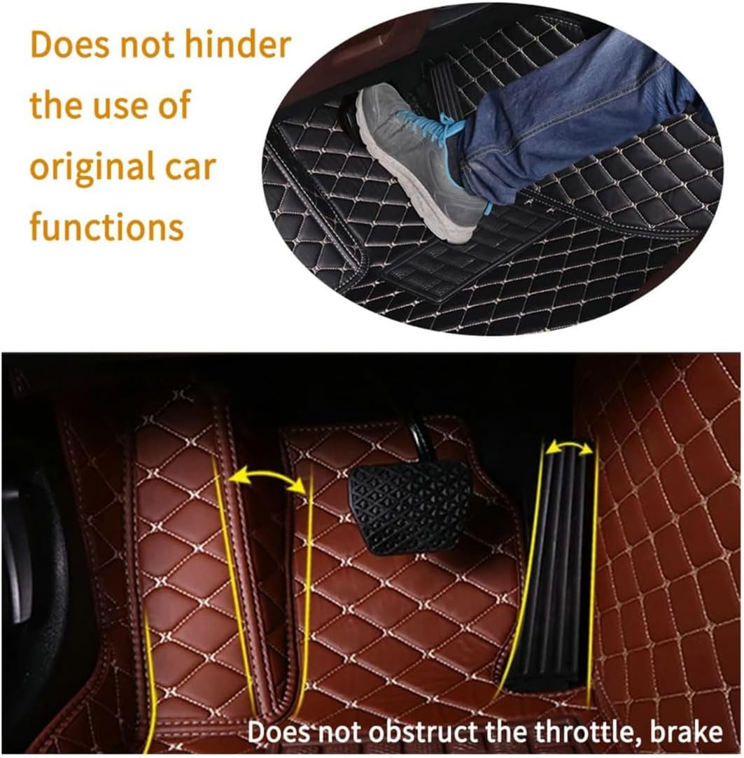 Custom Personalized Floor Mats for Cars,Luxury Full Coverage All Car Floor Mats,Anti-Slip Leather Car Mat Set ,Custom Floor Mats for 99% of Cars, Trucks & SUVs. (Sky Blue and Brown)