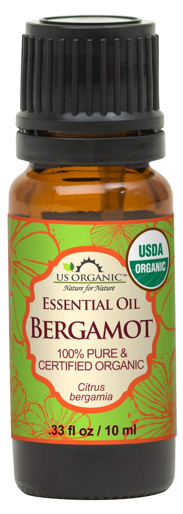 Us Organic 100% Pure Bergamot Essential Oil, Usda Certified Organic, Cold Pressed, With Euro Droppers (More Size Variations Avai