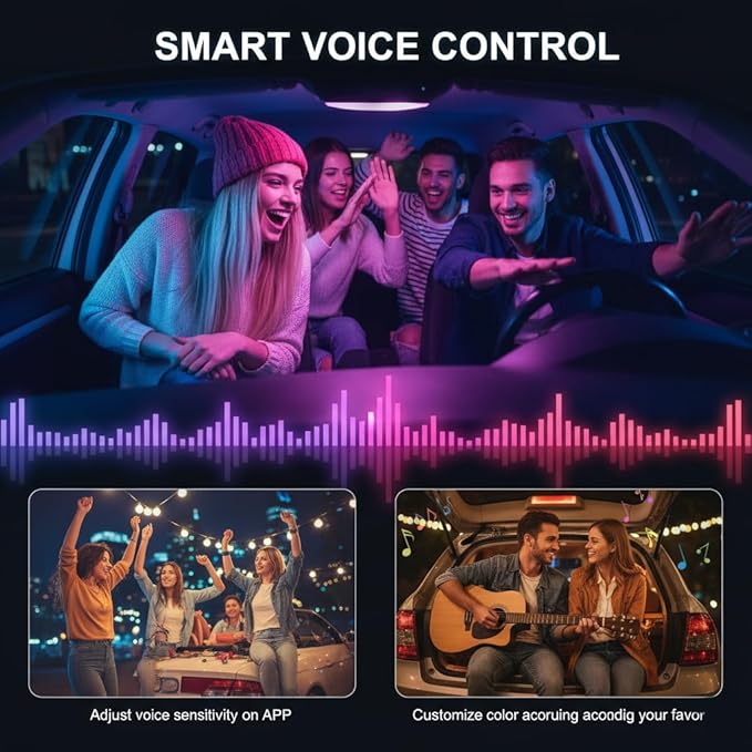 Interior Car LED Strip Lights RGB Fiber Optic Trim Lighting 5 in 1,Wireless APP Ambient Lighting Kits 236 inches Fiber Optic, 16 Million Colors Car Neon Lights, Music Sync