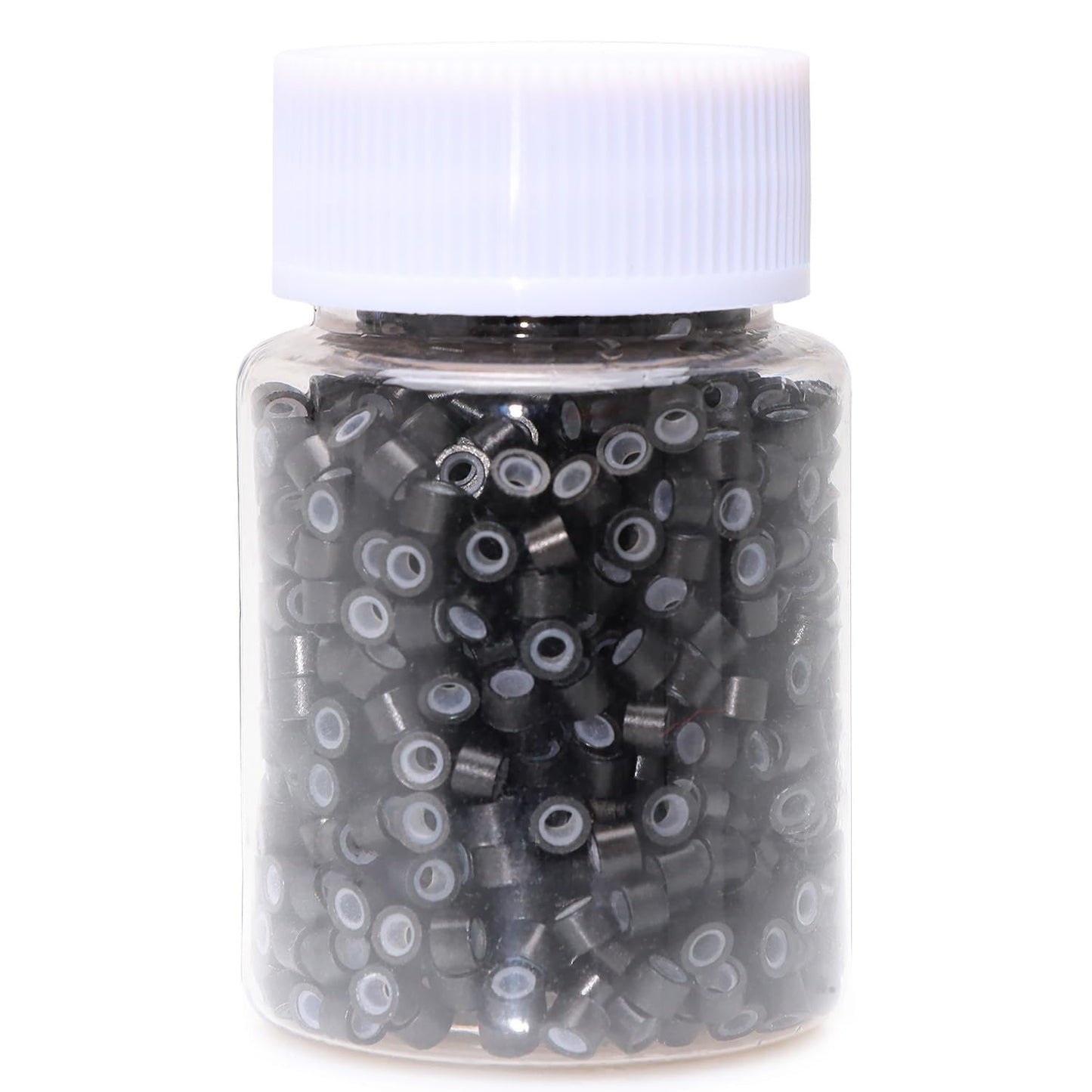 Niaconn 1000Pcs Microlink Beads 4Mm Silicone Lined Hair Tinsel Beads Micro Link Rings For Hair Extension - Black