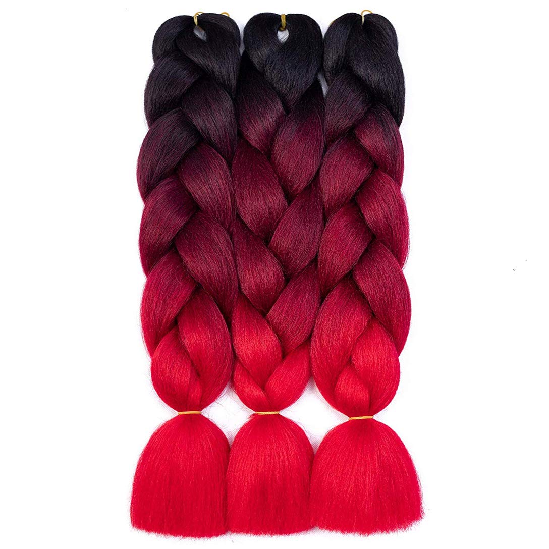 Rn Beauty Ombre Braiding Hair Synthetic Jumbo Braids Hair Extensions 24 Inch 3 Bundles Deals Heat Resistant Fiber High Temperatu