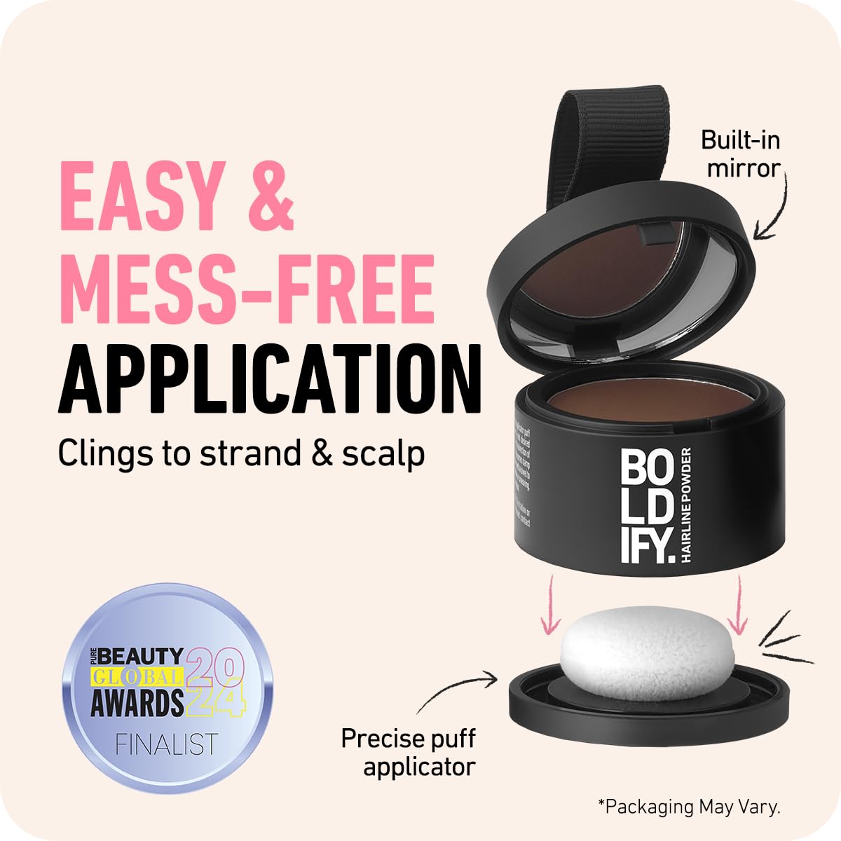 BOLDIFY Hairline Powder (LARGE, 10g) - Root Touch Up Hair Color for Gray Coverage - Bald Spot Concealing Hair Powder for Women & Men - 48-Hour Stain-Proof - Hazel Brown