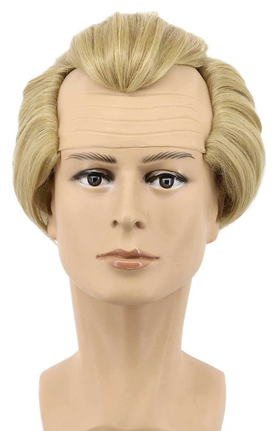 Yuehong Short Blonde Mens Wig Fluffy Bald Head Wig Synthetic Halloween Costumes Cosplay Wigs