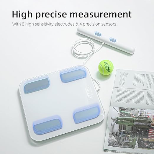 Fitdays Smart Body Fat Scale | Advanced 8-Electrode Technology for BMI/20+ Body Metrics | Full-Color LED & High Precision | Bathroom Weight Scale for Fitness/Weight Loss | (FG2001B-A-WHITE)