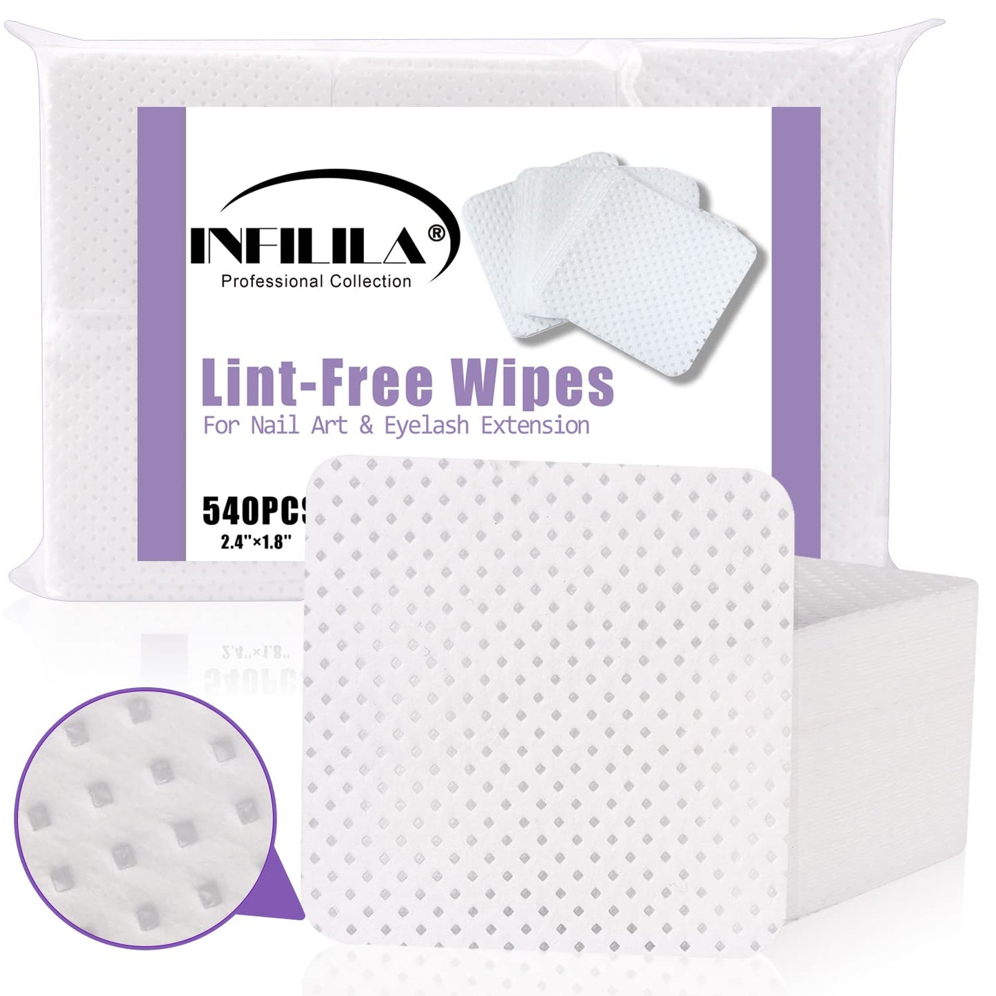 Nxj Infilila Lint Free Nail Wipes, 540Pcs Nail Supplies Nail Stuff Nail Polish Remover Wipes, Super Absorbent Dry Nail Prep Wipe