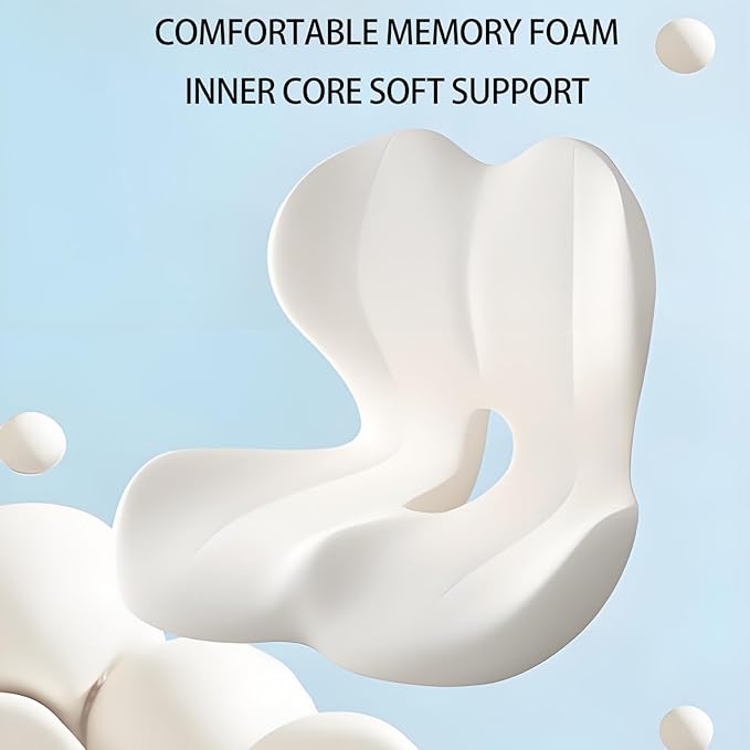 Memory Foam Office Chair Cushion for Sciatica Pain Relief – Ergonomic Seat Cushions for Office Chairs, Desk Chair Cushion & Lumbar Support for Car, Airplane Seat Cushion for Back Pain