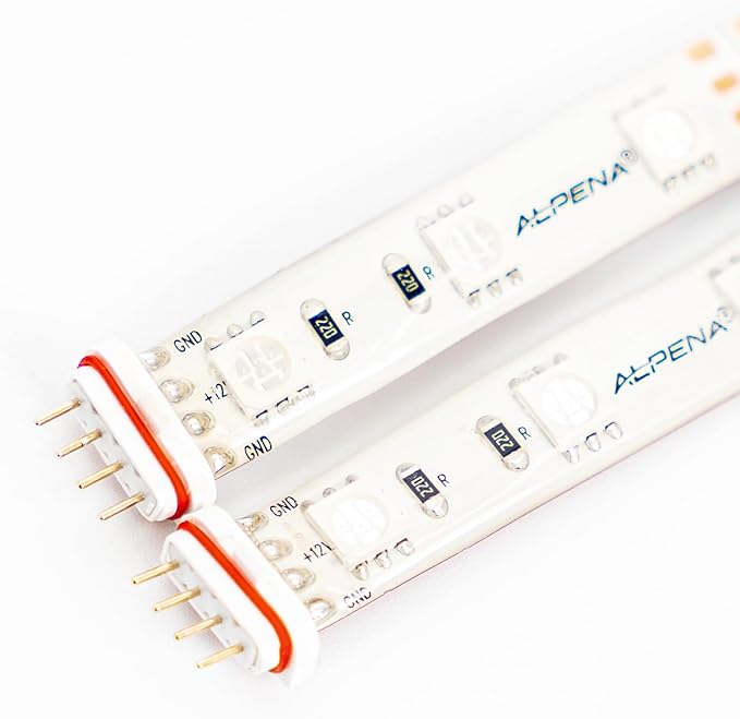 Alpena MAX LED Light Strip Starter Kit – EZ-Link Modular 12V Plug-and-Play Lighting for Cars & Trucks, Interior/Exterior Stick-On Light Bars, 2×12” Weatherproof Strips, Red