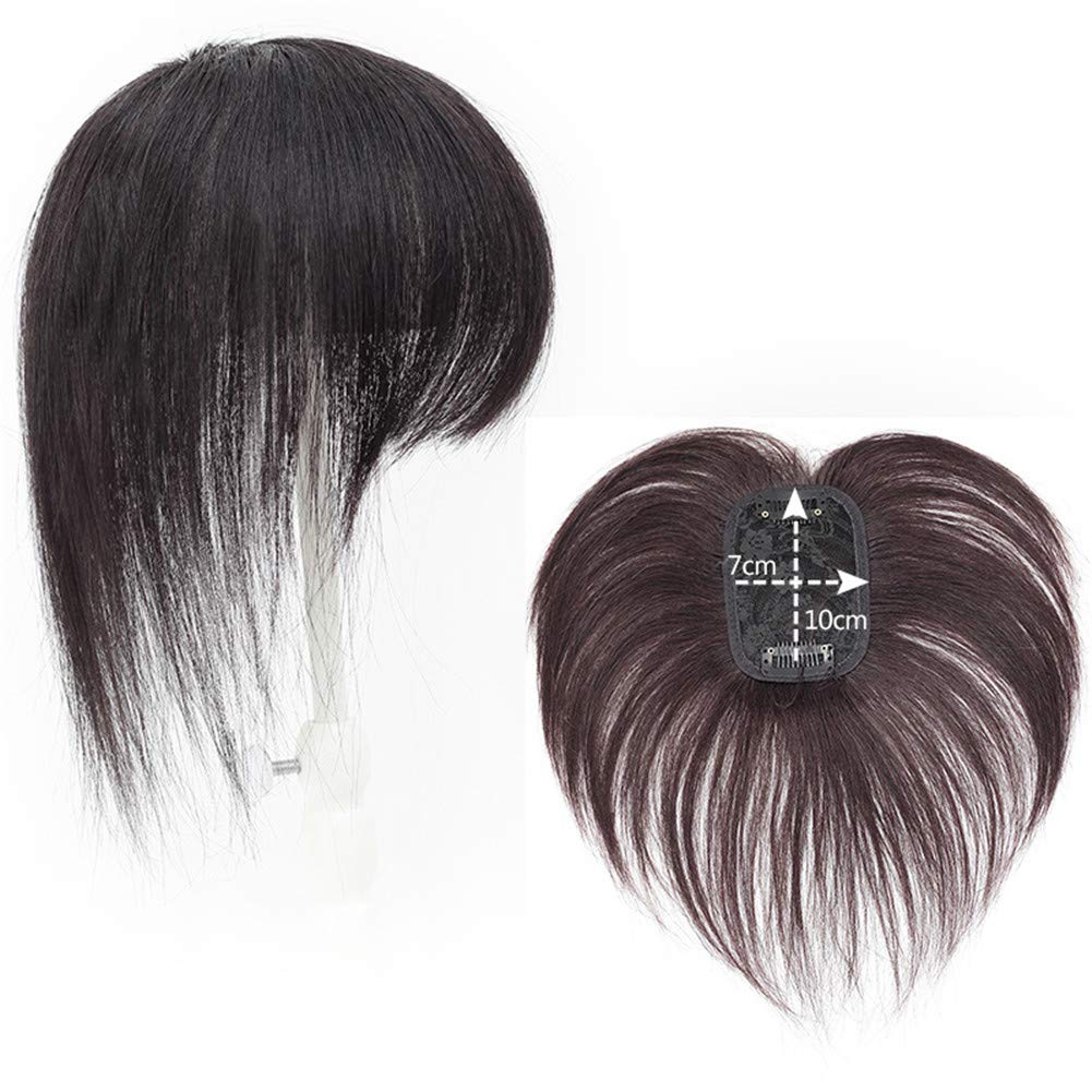 Remeehi Human Hair Invisible Clip In Hairpiece Straight Toupee Or Topper Wiglet Top Thin Hair On Mono 8 Inch Reddish Brown