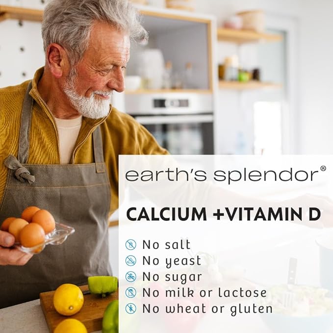 Earth's Splendor Bone Health Support, with Calcium & Vitamin D, Dietary Supplement, Vitamin Supplements, for Men & Women, (600mg Calcium, 120 Tablets)