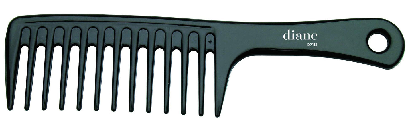 Diane Extra Wide Tooth Shampoo Comb - Ionic, Anti-Static Detangler Tool, Use on Wet or Damp Hair for Women, Men, Black, 9.75 Inc