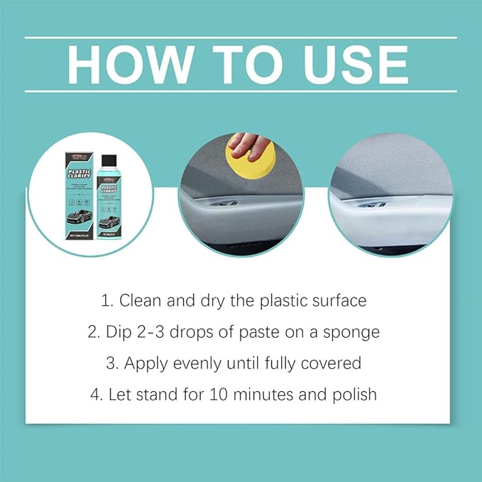Plastic Clarify For Cars, 120ML Waterless Plastic & Trim Restorer Spray, Scratch Remover and Black Trim Restorer for Interior & Exterior Plastic, Rubber, and Vinyl Surfaces (1pcs)