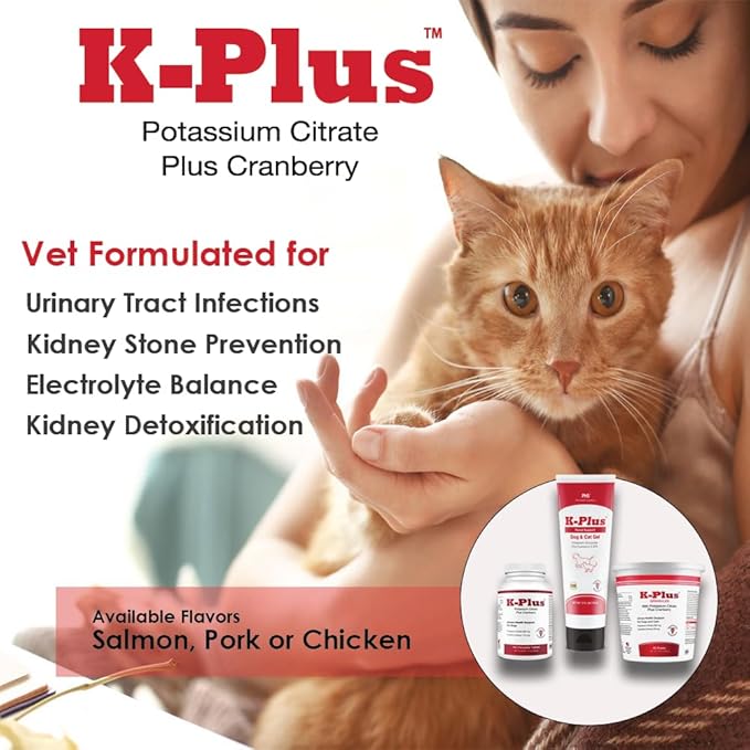 K-Plus Potassium Gluconate Renal Gel Plus Cranberry and EPA for Dogs and Cats - Veterinarian Approved Renal Supplement - Supports Potassium Balance -(2 Pack)