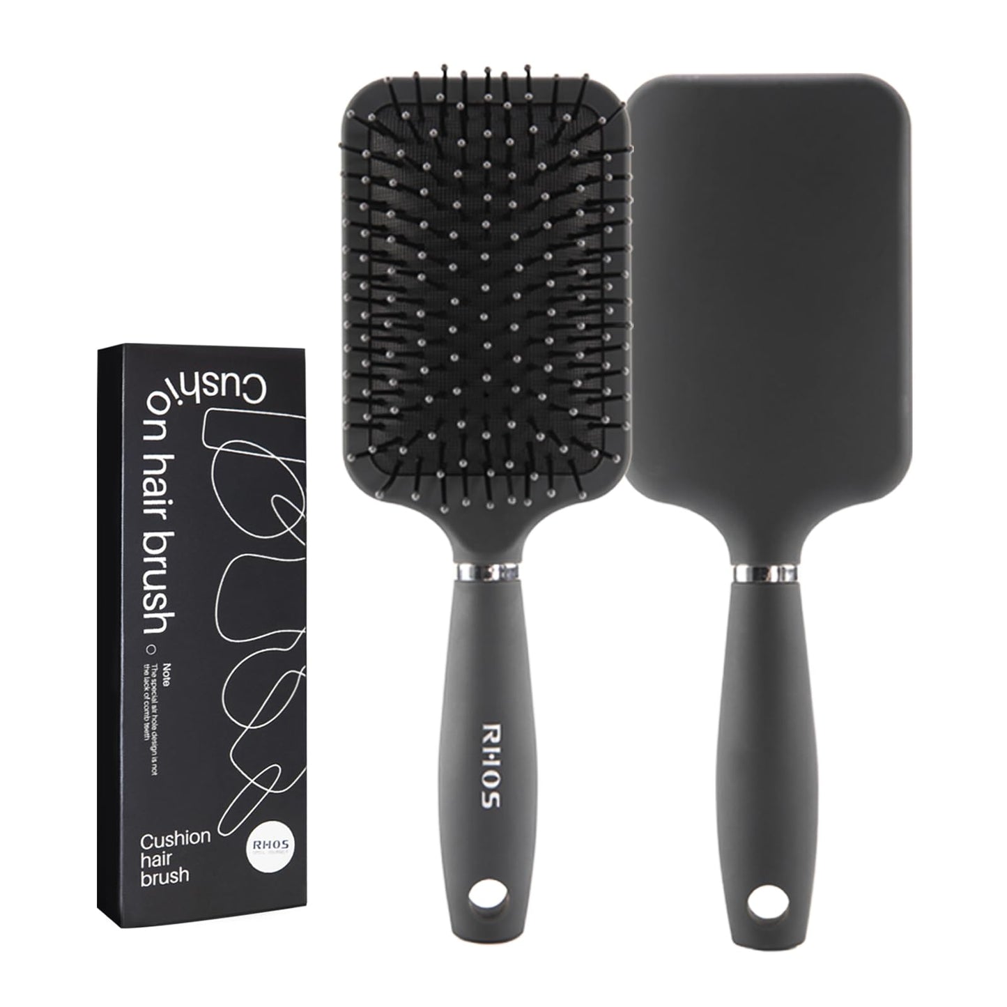 Rhos Paddle Hair Brush For Men-Detangler Brush With Nylon Bristles For Thin,Short,Thick Hairs-Square Cushion Hair Brush For Deta