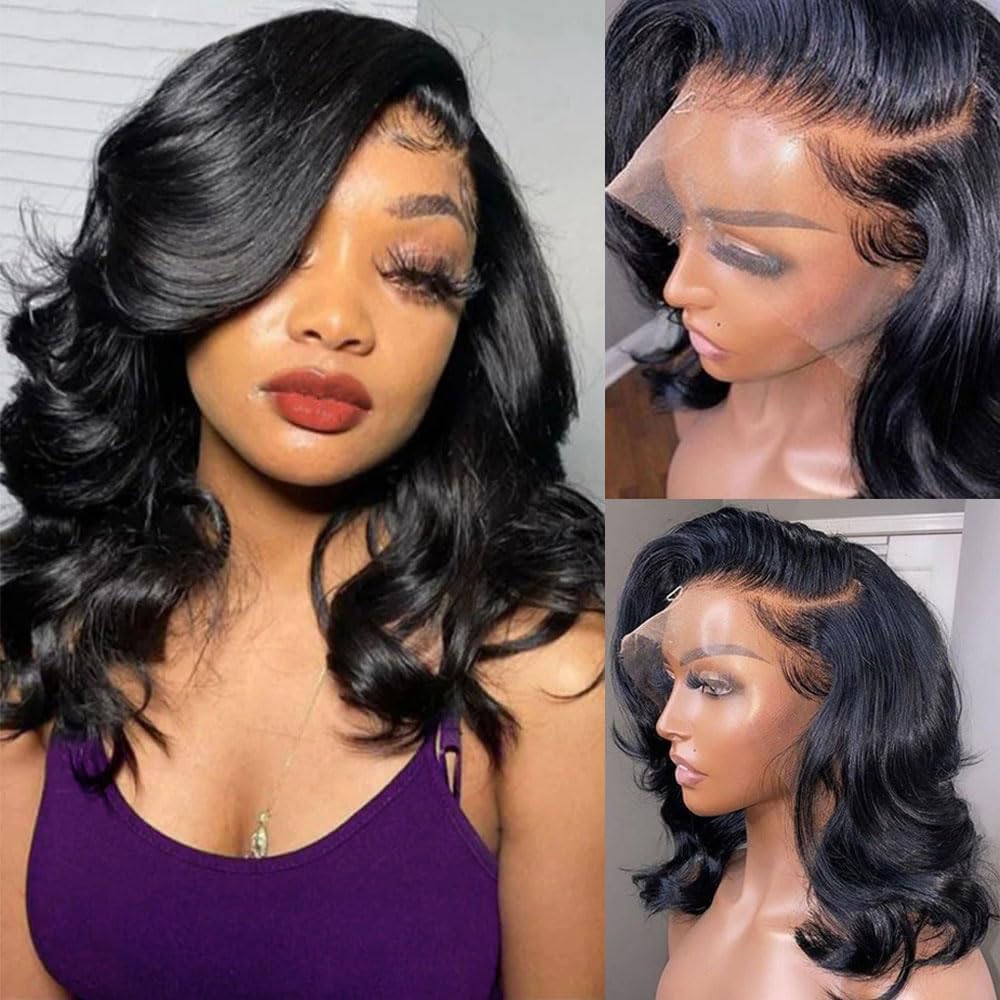 Ying Guan Bob Wig Human Hair 250 Density Body Wave Hd Lace Front Wigs Human Hair 13X4 Glueless Wigs Human Hair Pre Plucked 13X4