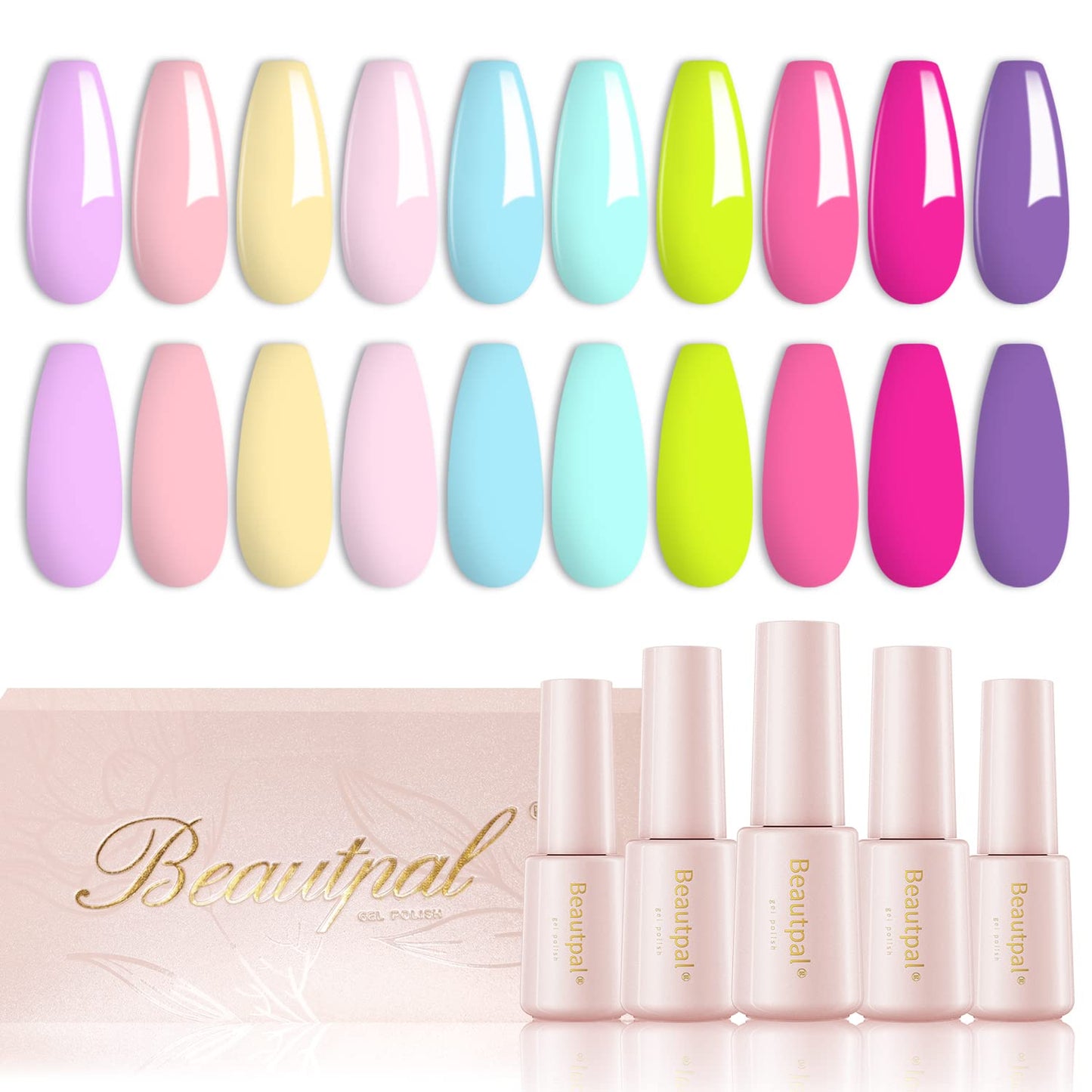 Beautpal Gel Nail Polish Set, 10 Colors Gel Nail Polish Sparkle Green Silver Gel Polish Gold Glitter Red Nail Polish Gel Starter