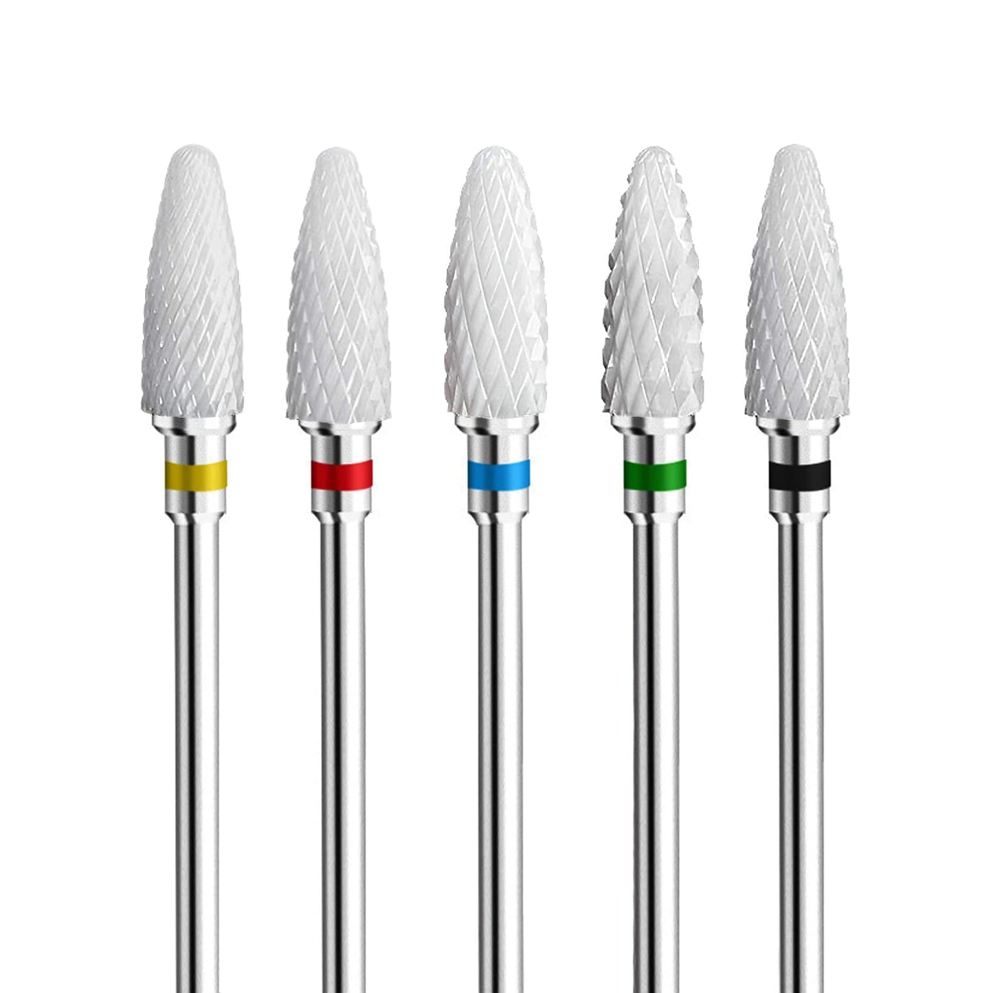 Fantexy Ceramic Nail Drill Bits Set,3/32'' Shank Professional Corn Shape Ceramic Bits,Acrylic Nail File Bits For Manicure Pedicu