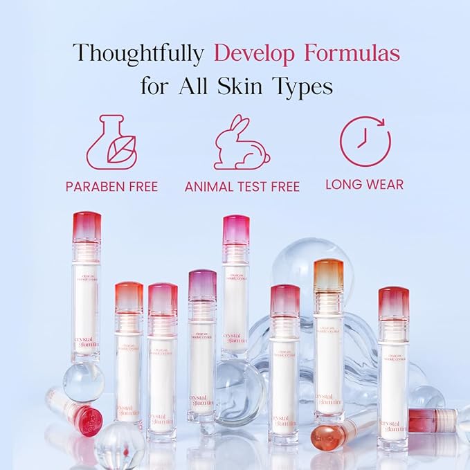 CLIO Crystal Glam Tint |Glossy Finish, Lightweight, Weightless, Buildable, Glass-Like, Smoothing, Long-Lasting, Vivid, Transparent, Shiny, Moisturizing, Hydrating (02 Summer Apricot)