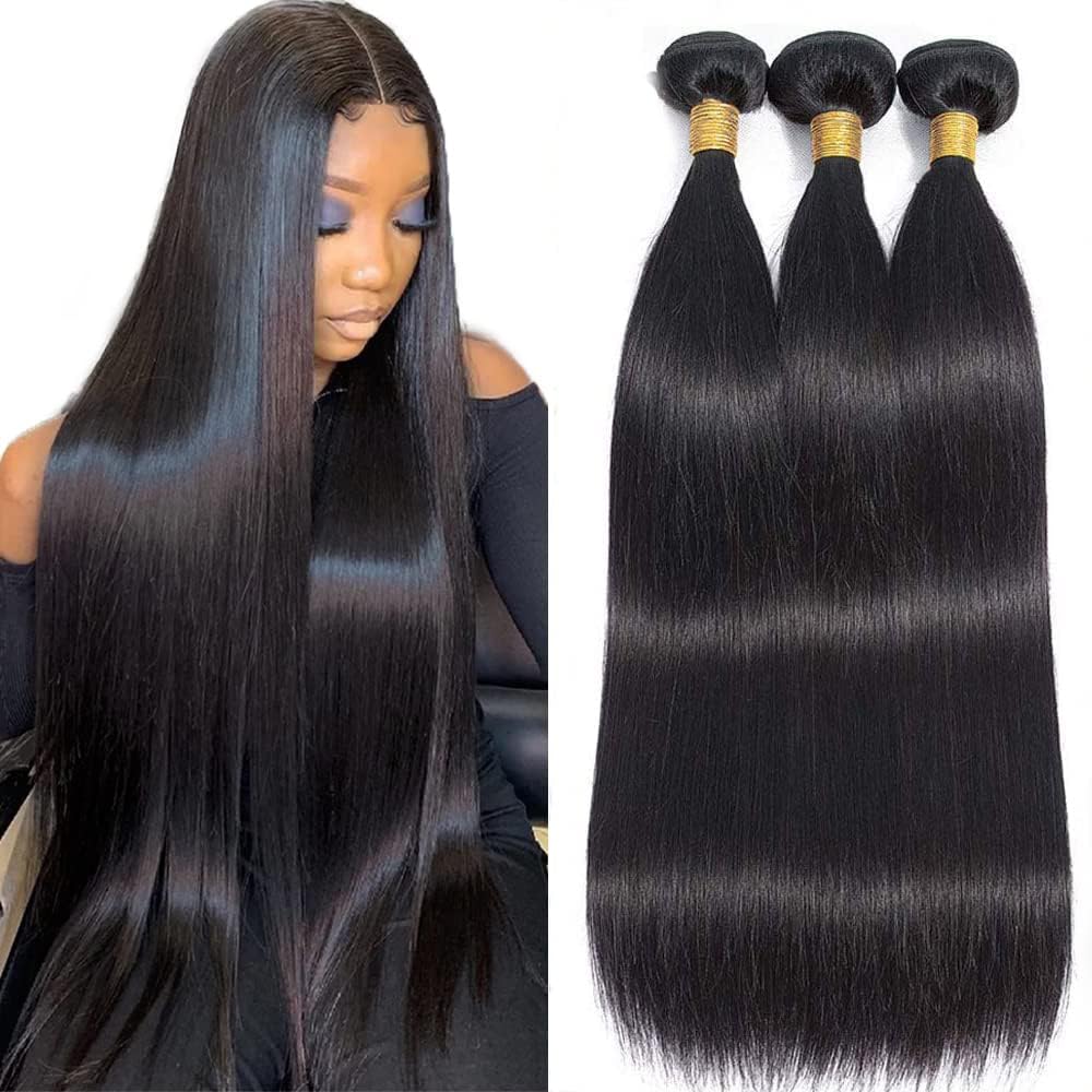 10A Straight Hair Bundles Brazilian Virgin Human Hair Bundles Straight 20 22 24 Inch 100% Unprocessed Virgin Hair Straight Weave