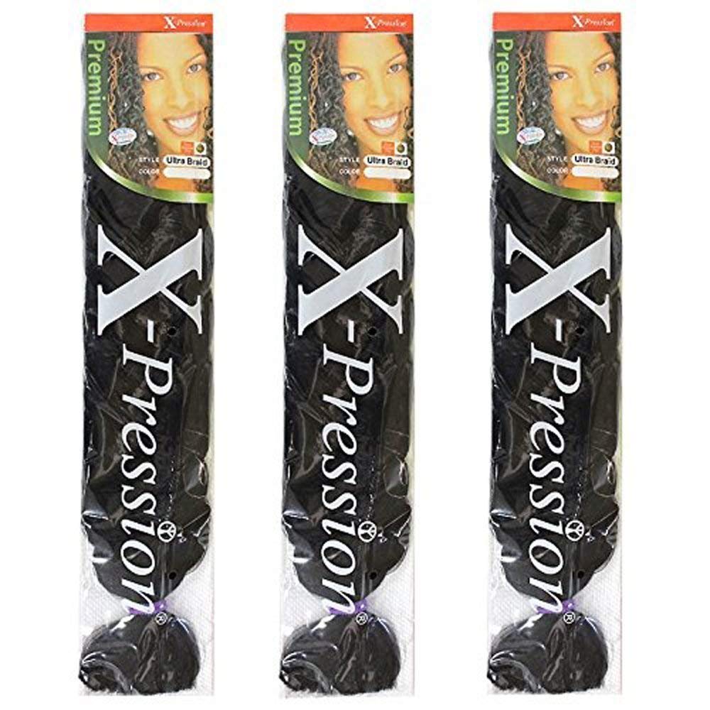 X-Pression Premium Original Ultra Braid. - Color 1B ( Pack Of 3 )
