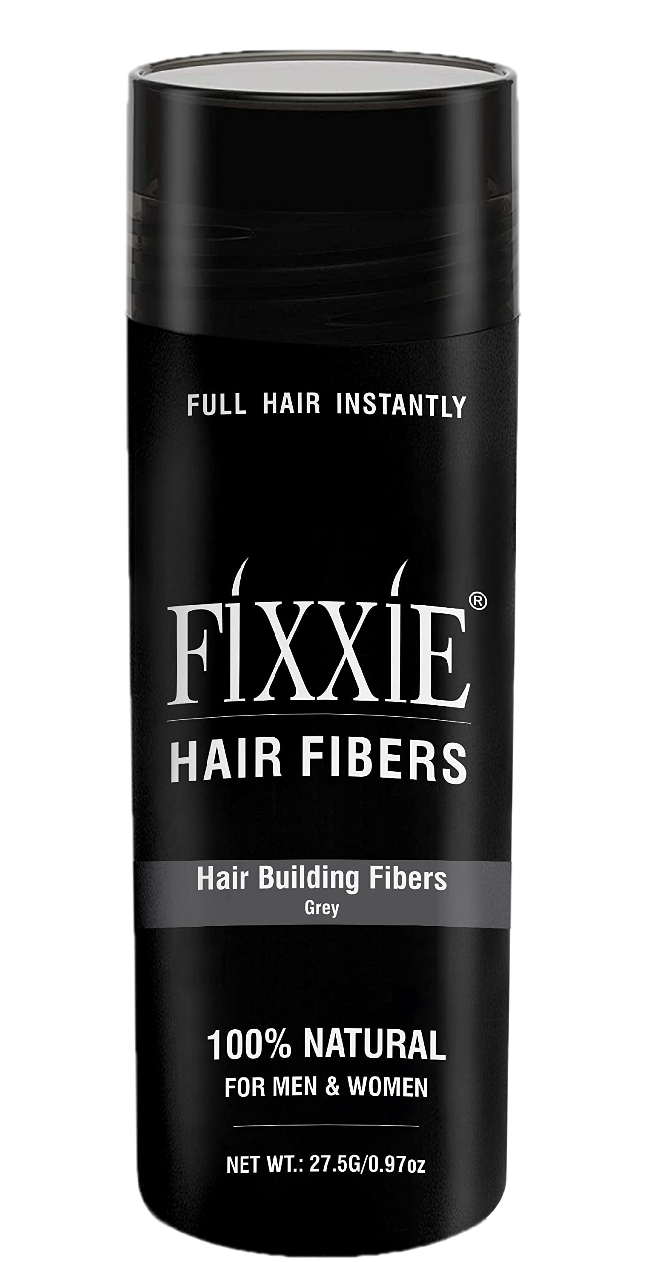FIXXIE Hair Fibers GREY for Thinning Hair 27.5g Bottle, Hair Fibre Concealer for Hair Loss for Men and Women, Naturally Thicker Looking Hair with Keratin Hair Fibres