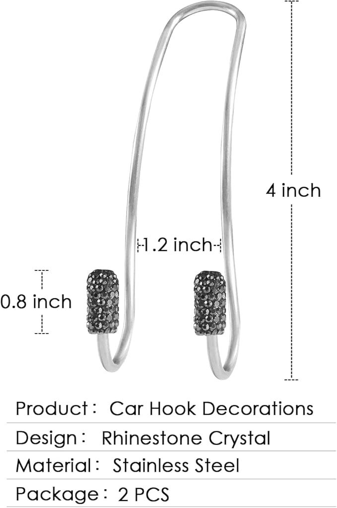 Guoord Bling Auto Hooks,Car Hangers Organizer Seat Headrest Hooks,Bag Organizers Rack and Hanger, Heavy-Duty Car Seat Hooks, Backseat Storage Hooks, Universal for SUV Truck Vehicle 2 Pack