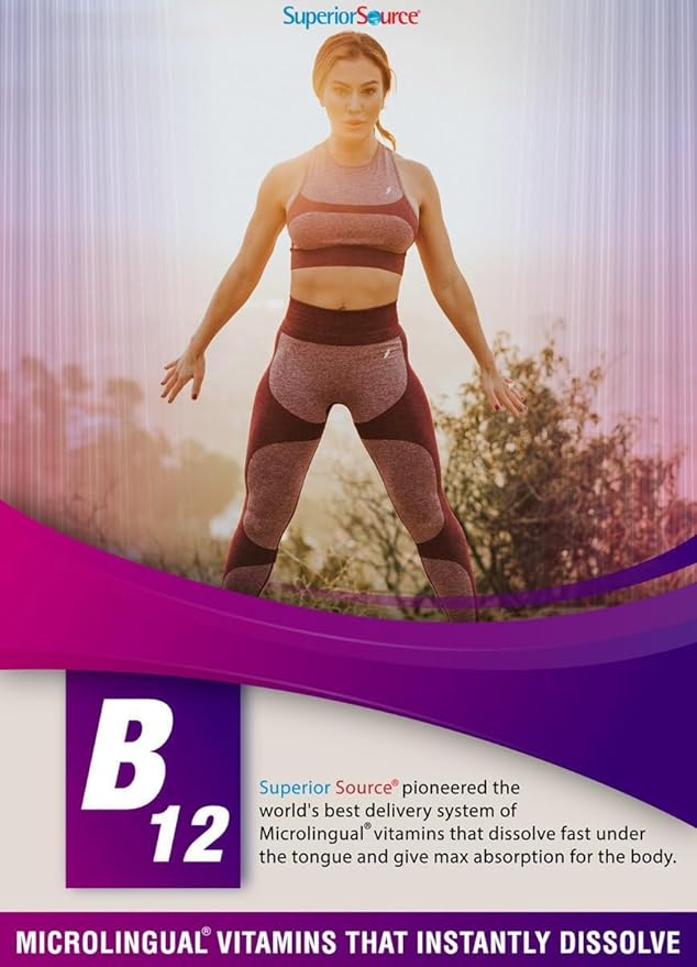 Superior Source No Shot Vitamin B-12 Methylcobalamin 2000 mcg, B-6, & Methylfolate 1200 mcg - Supports Energy, Brain, and Heart Health - Bariatric Friendly - 60 Sublingual Dissolving Tablets