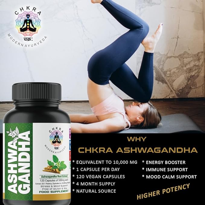 MUFASA Organic Ashwagandha Equivalent 10,000 mg - 120 Vegan Capsules - Pure Organic Ashwagandha Powder and Root Extract Capsules - Stress Relief, Mood Enhancer - 4 Month Supply