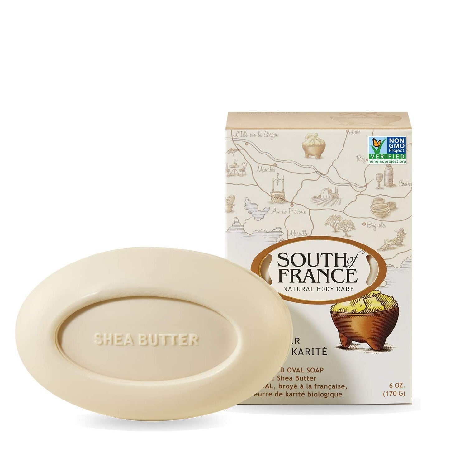 South Of France French Milled Vegetable Bar Soap, Shea Butter, 6 Oz