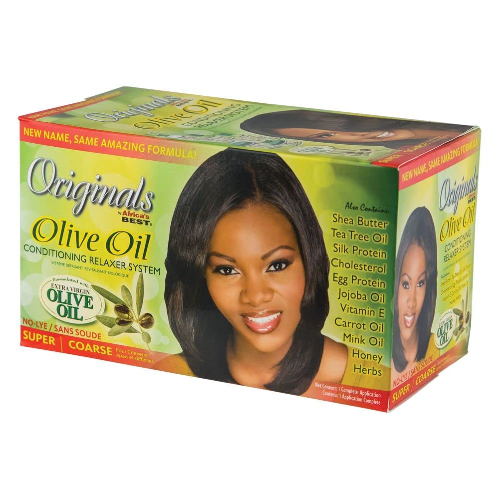 Originals By Africa'S Best Olive Oil Hair Relaxer Kit, No Lye Super / Coarse System, Conditions And Moisturizes For Healthier Lo